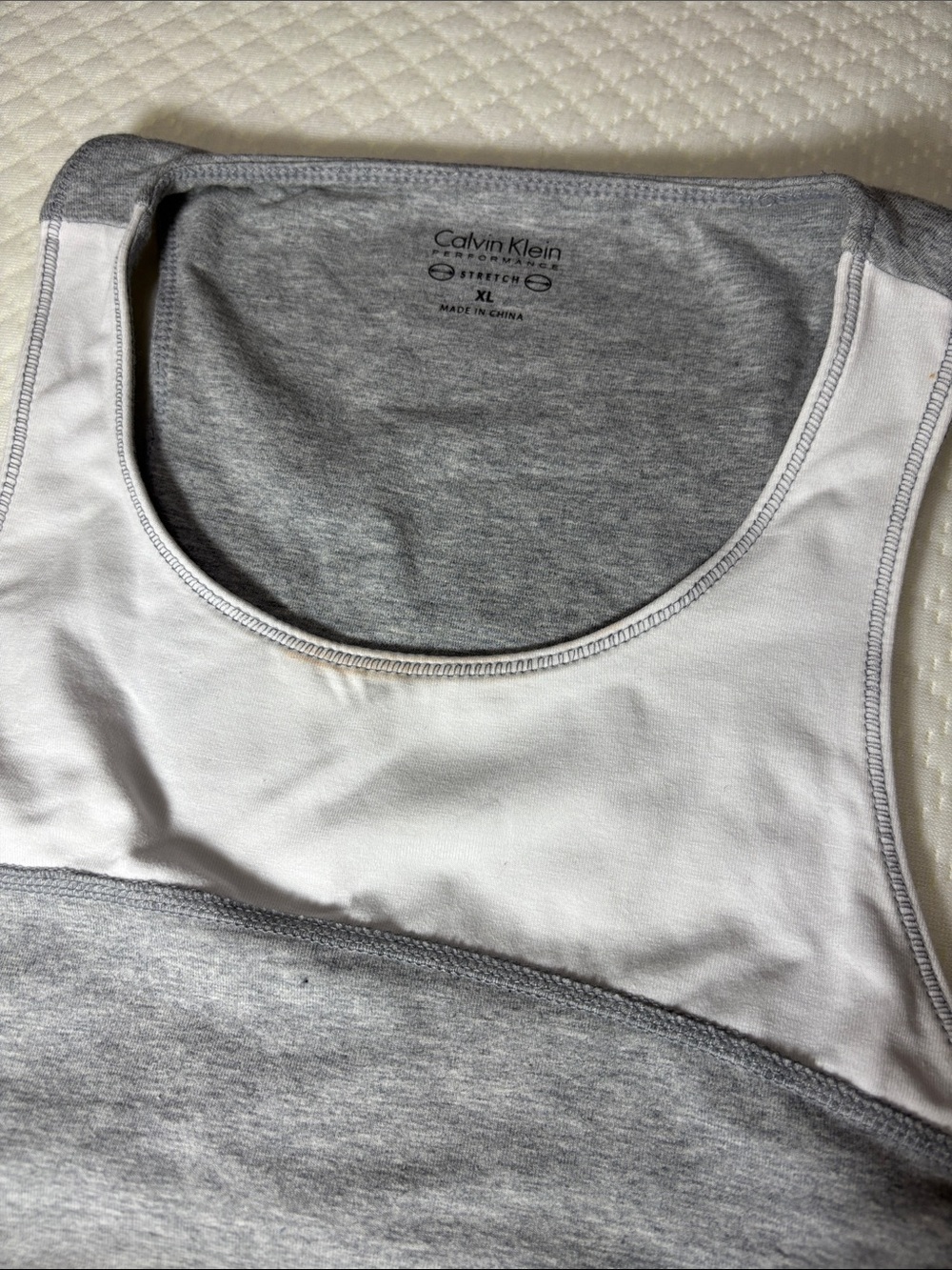 Calvin Klein Reversible Scoop Neck Tank - White & Heather Gray